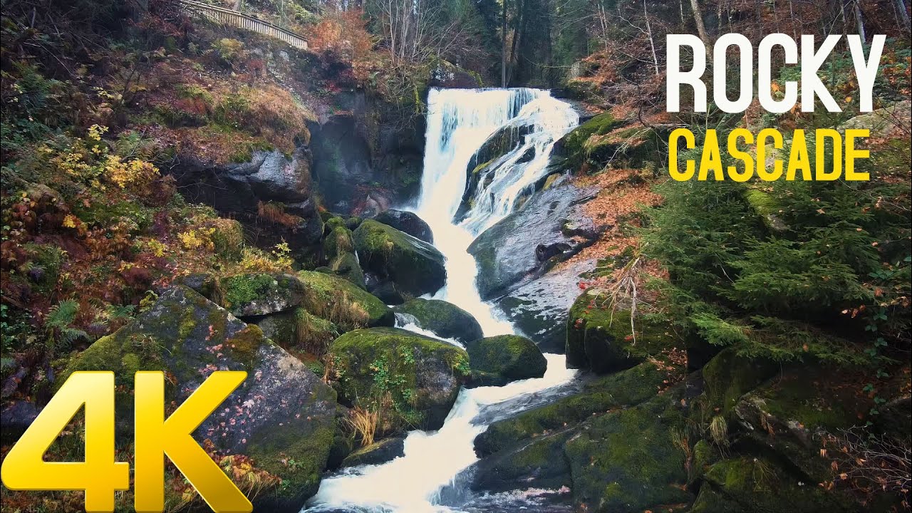 4K 10 hour rocky waterfall nature sounds to help you relax, sleep  and study