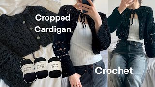 Crochet vlog  Cropped cardigan ◦ 바꿔 입을 수 있는 크롭트가디건 • いろんな着方ができるクロップドカーディガン