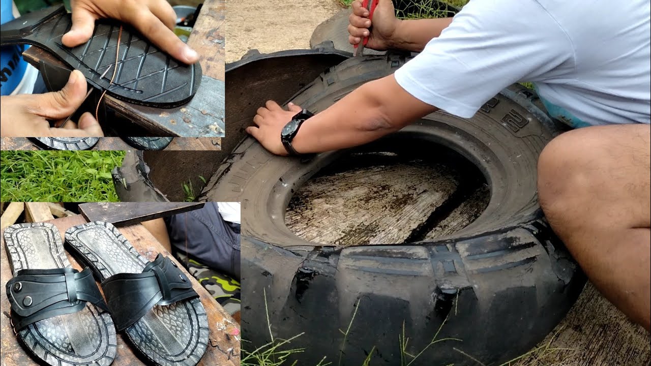 How to make sandals from large tire rubber