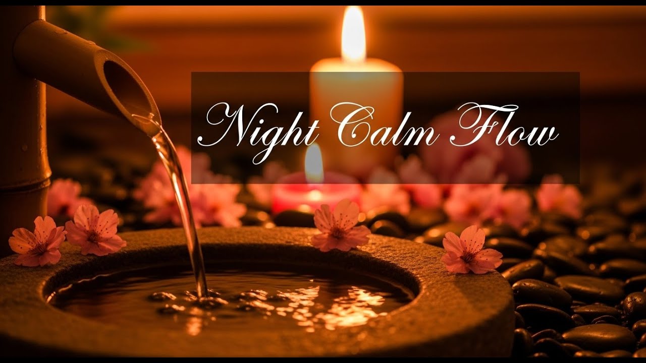 Calming Zen Morning Peace Bamboo Fountain and Candle Glow for Relaxation Meditation Sleep Serenity