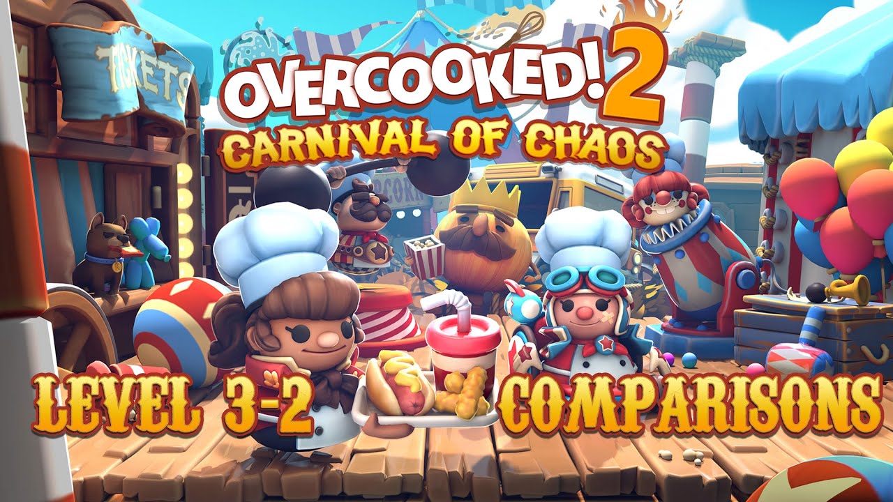 EXTRA Overcooked 2 Carnival of Chaos 3-2 Split Screen Comparisons