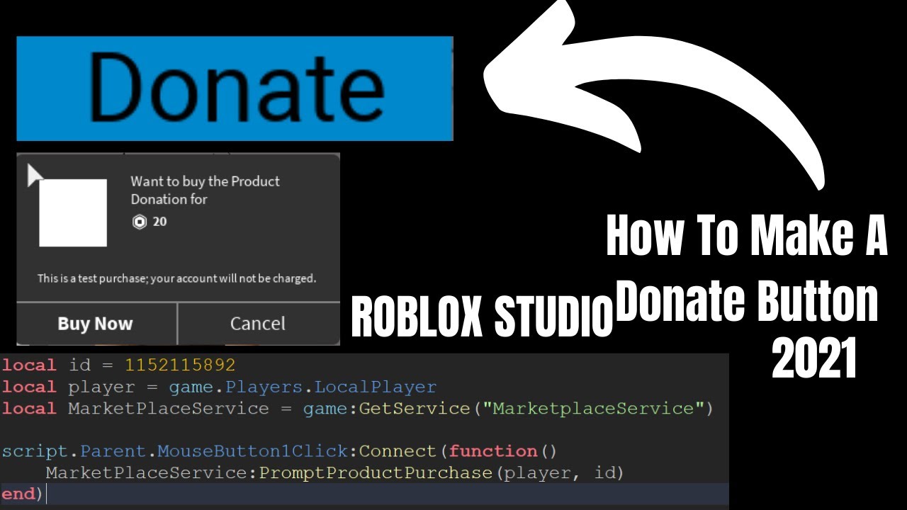 How To Make A Donate Button On Roblox Studio 2021 Youtube - how to add a dono button to your game roblox