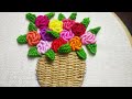 435- Making of flowers  vase with basic stitches..A beautiful wall decor