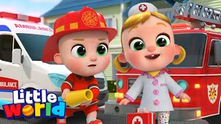 Fire Truck vs Ambulance Race! | Kids Cartoons and Nursery Rhymes