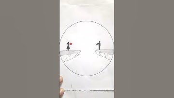 couple scenery drawing in circle #shorts #shortsfeed