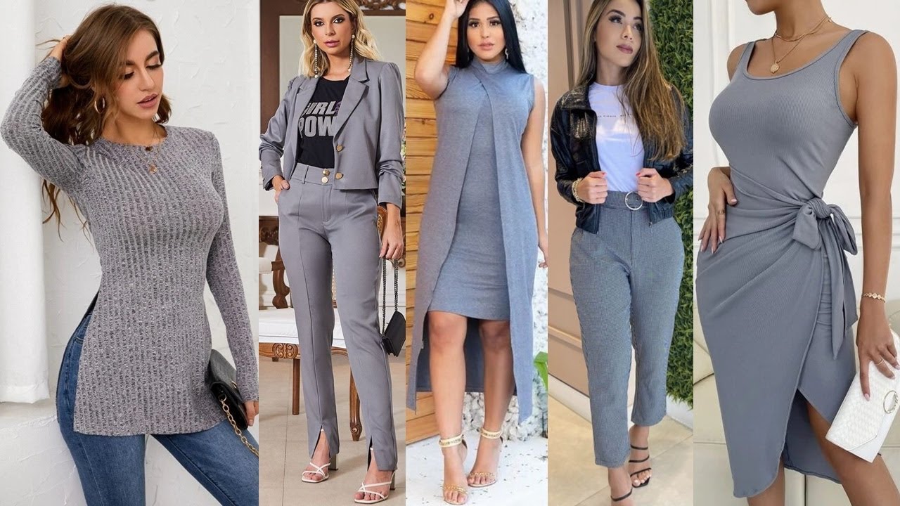 BELLAS COMBINACIONES EN COLOR GRIS/ COMO COMBINAR ROPA DE MODA COLOR GRIS/  OUTFITS COLOR GRIS/ MODA - YouTube