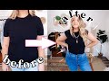 i thrift flipped the *TRENDY* shoulder pad t-shirt! | upcycle DIY