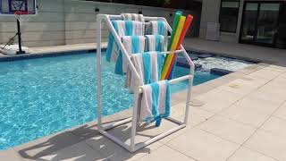 Style# TB S200: 5 Bar Pool Towel Rack | Horizontal Standing Poolside Storage Organizer (Tutorial)