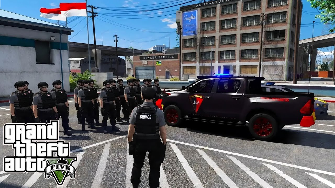 Patroli Brimob Kejar Kejaran Dengan Preman Di Jalan Raya || GTA 5 Mod Polisi Indonesia