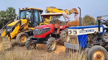 New Jcb 3dx Eco Backhoe Machine Loading Red Mud In Mahindra and Swaraj Tractor || Jcb Tractor Video