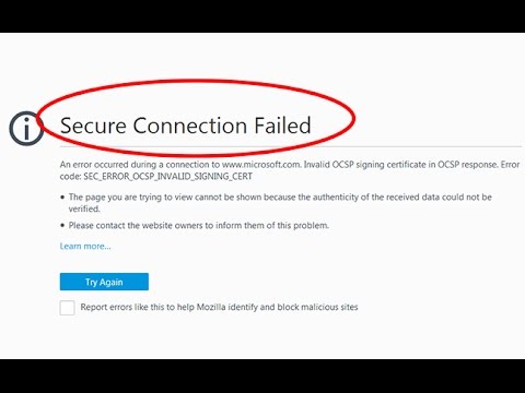 Fix Secure Connection Failed Error Code Sec Error Ocsp Invalid Signing Cert In Mozilla Firefox Youtube - firefox can't establish a connection to the server roblox