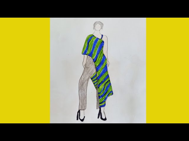 Fashion dress easy color drawing / winter shawal collection art