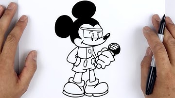 HOW TO DRAW NEO MICKEY MOUSE (SUICIDE) | Friday Night Funkin (FNF) - Easy Step By Step Tutorial