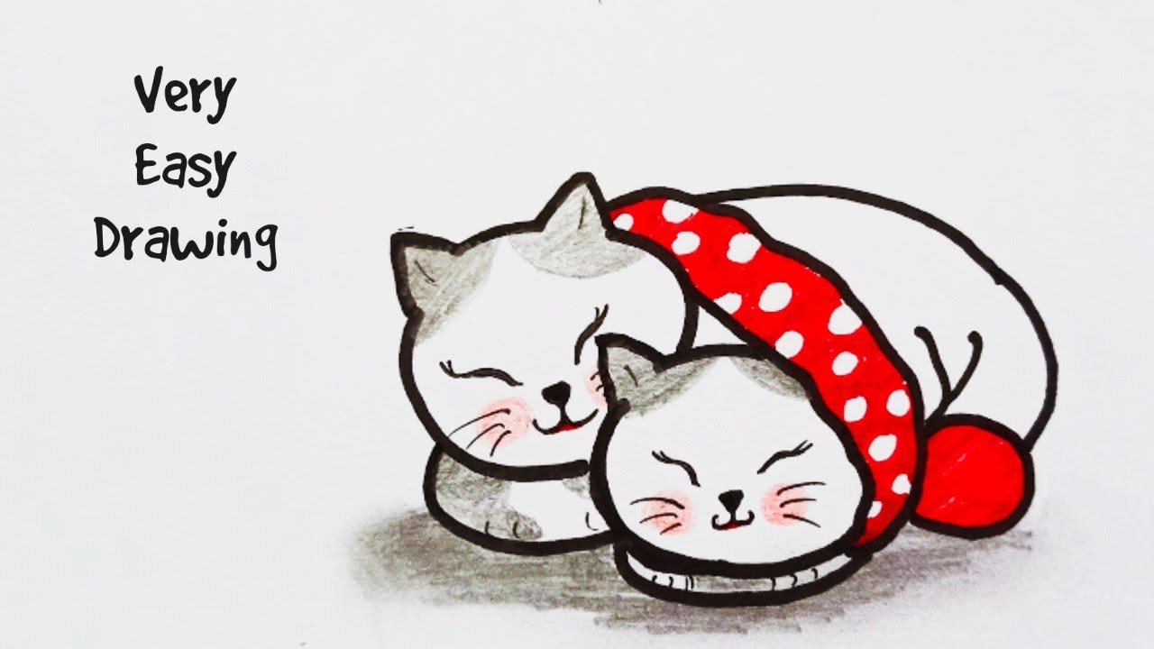 39 Awesome cat love drawing images