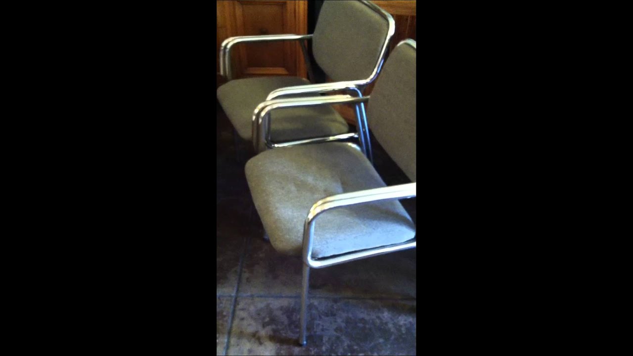 Set Of Four Wide Chrome And Gray Tweed Dining Chairs From Set Chrome And Gray Tweed Dining Chairs