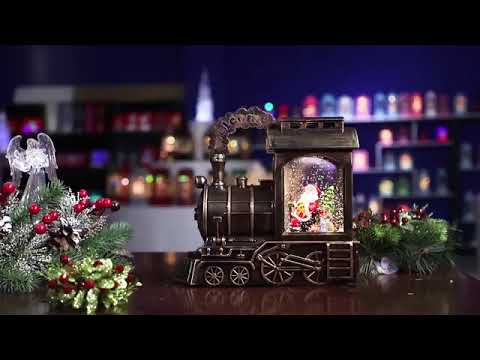 Новогодний светильник "Паровоз" с подсветкой и эффектом вьюги 24,5 см от компании SanZhan