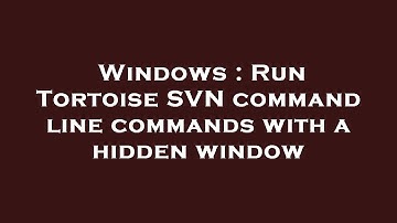 Windows : Run Tortoise SVN command line commands with a hidden window