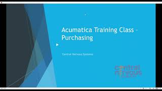 Acumatica Training Class - Purchasing
