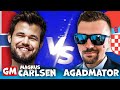 Magnus Carlsen Comments on the Only Game vs. Agadmator While He is Playing! CARLSEN vs AGADMATOR