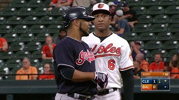 CLE@BAL: Encarnacion rips an RBI double to left field