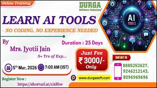 LEARN AI TOOLS - NO CODING, NO EXPERIENCE NEEDED Online Training @ DURGASOFT