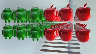 Android VS Apple logo - Rigid Body simulation 3D Animation  (Cinema 4D - U-RENDER) Robo video screenshot 3