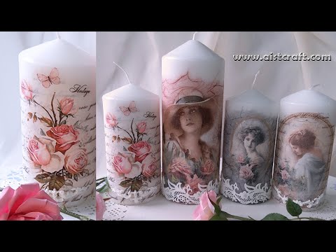 How to Decoupage Vintage Candles DIY Ideas Tutorial for Beginners
