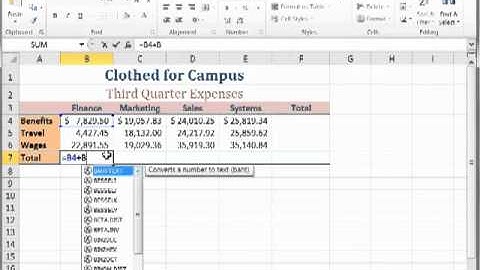 Excel 2010:  Formulas