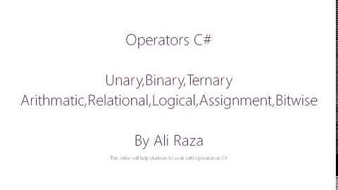 Lecture 3 : Operators in C# Urdu