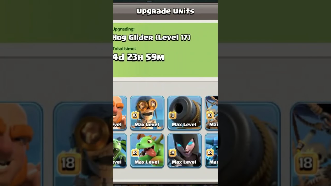 Upgrading hog glider to level 17 - Clash of Clans