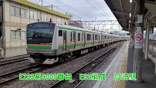 E233系3000番台 E02編成 高崎駅入線して回送で車庫へ