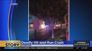 Man killed in fiery hit-and-run collision in Compton