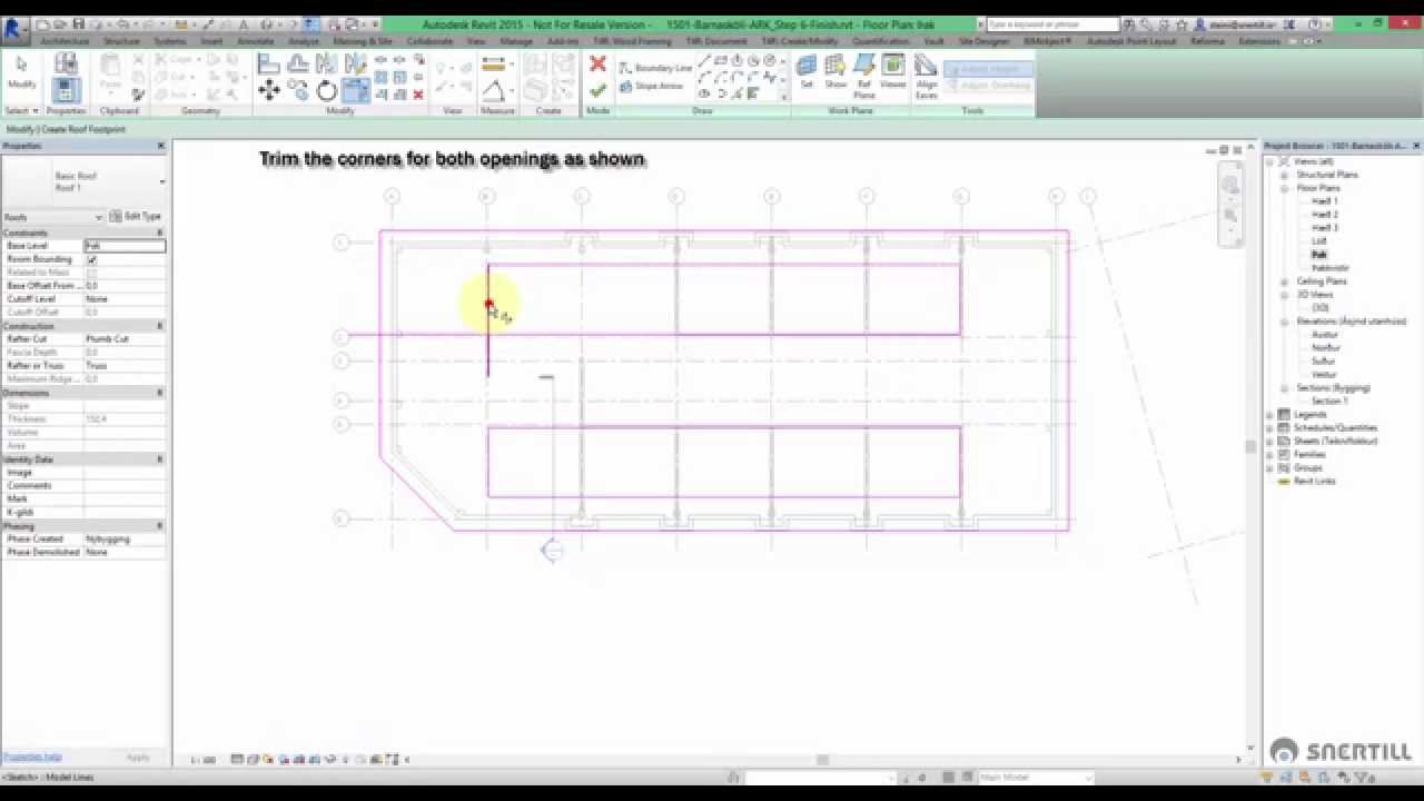 Revit 2015 - Roof with Openings and Slope Arrow - YouTube