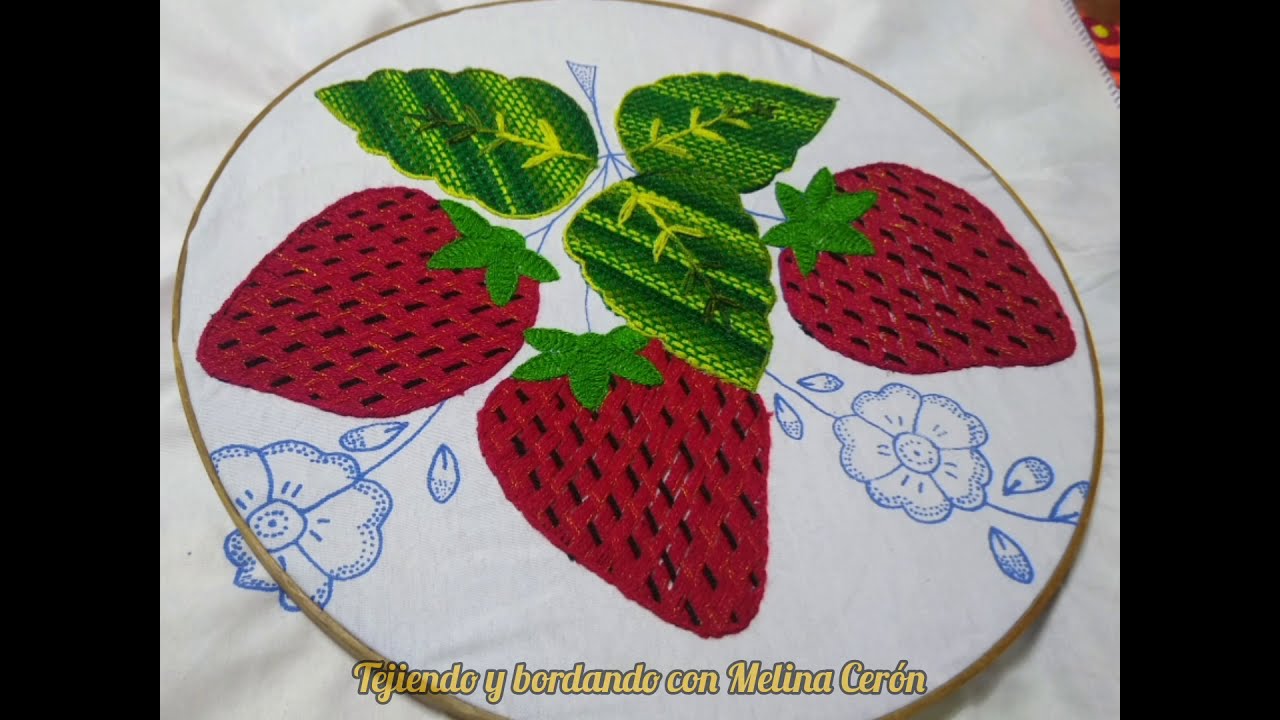 Bordado Fresa 🍓 /Tejiendo y bordando con Melina Cerón