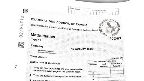 Mathematics paper 1 2023 GCE Q1 to 10