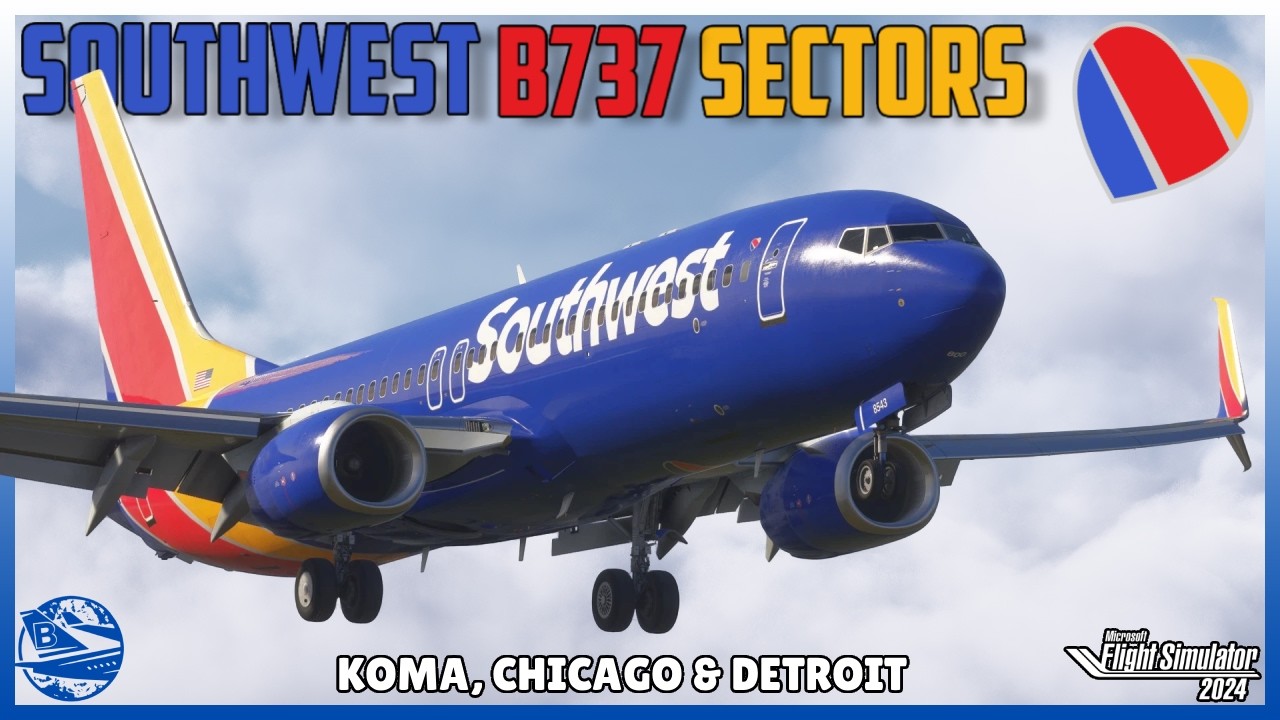 ✈️🏙️ Southwest Airlines Sectors | PMDG 737 + Boris Sounds | Koma, Chicago & Detroit