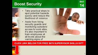 Skill14: Workplace Violence New & First Time & Experienced Supervisors Skills Training