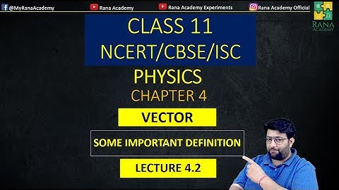 Important Definition of vectors CLASS 11 PHYSICS NCERT CBSE ISC LECTURE 4.2