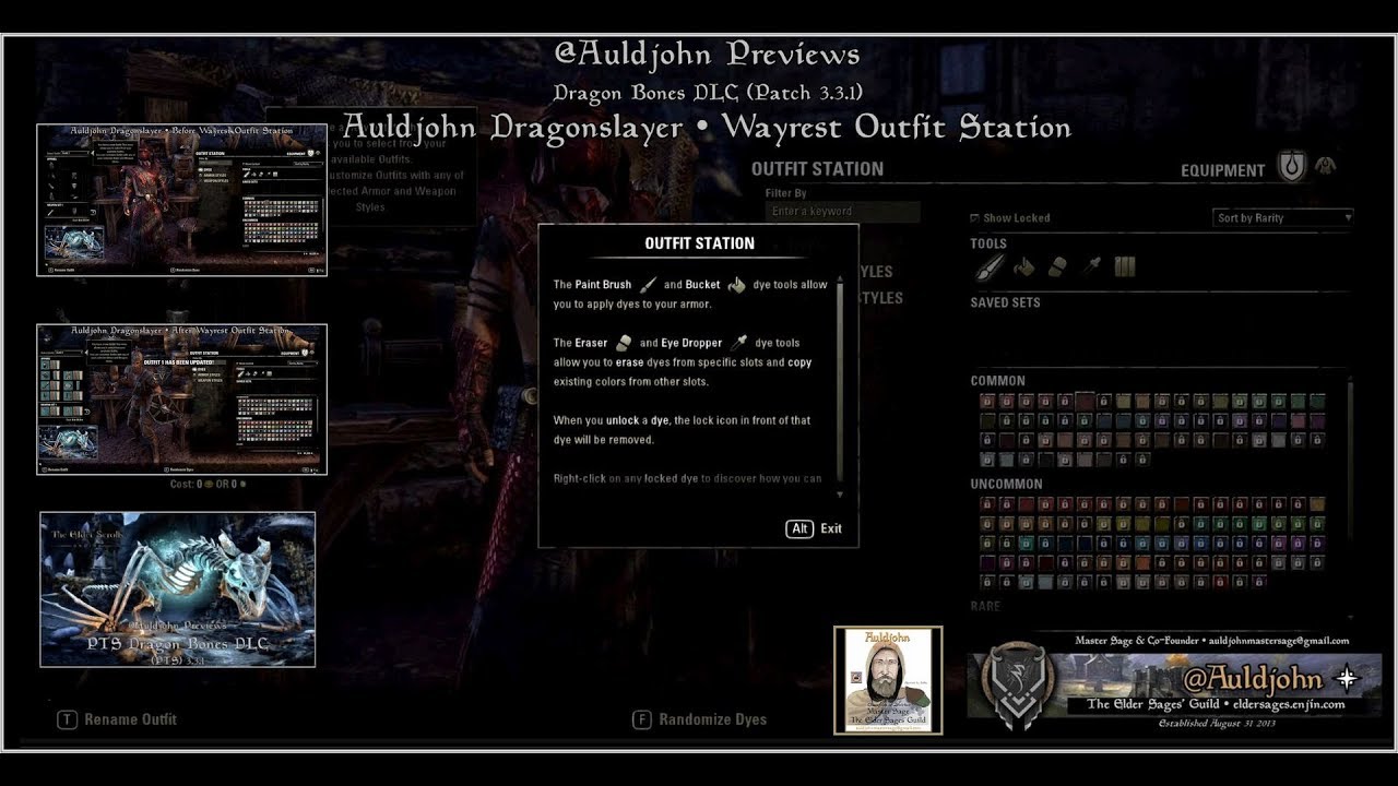 ESO PTS Dragon Bones: Wayrest Outfit Station - YouTube