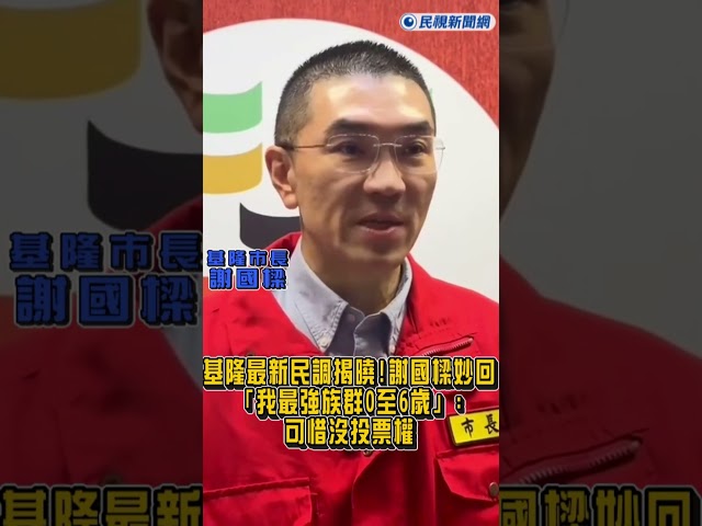 快新聞/基隆最新民調揭曉！謝國樑妙回「我最強族群0至6歲」：可惜沒投票權｜民視快新聞｜#shorts #ftv新聞 #民視快新聞