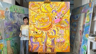 Emilie Painting Picture 'Yellow' Inspired by Coldplay