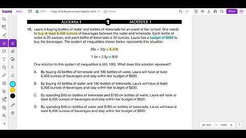 2023 Module 1 Problem 12 Algebra 1 PDE Item and Scoring Sampler