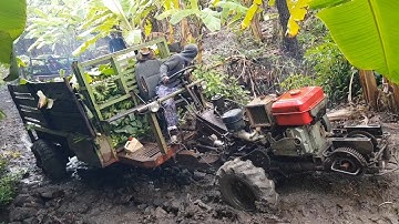 xe công nông 2 câu chở chuối vào mùa mưa cực khó khăn cuộc sống của KIU 81