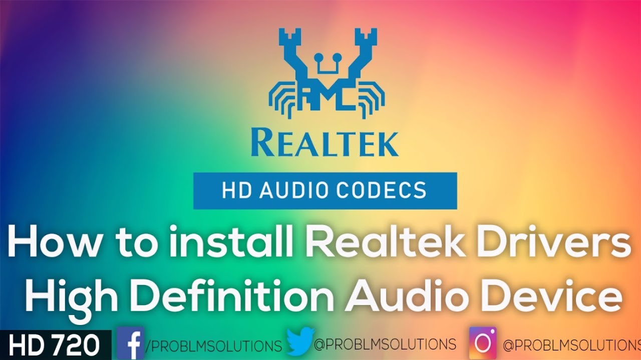 How To Install Realtek Drivers High Definition Audio Device Youtube