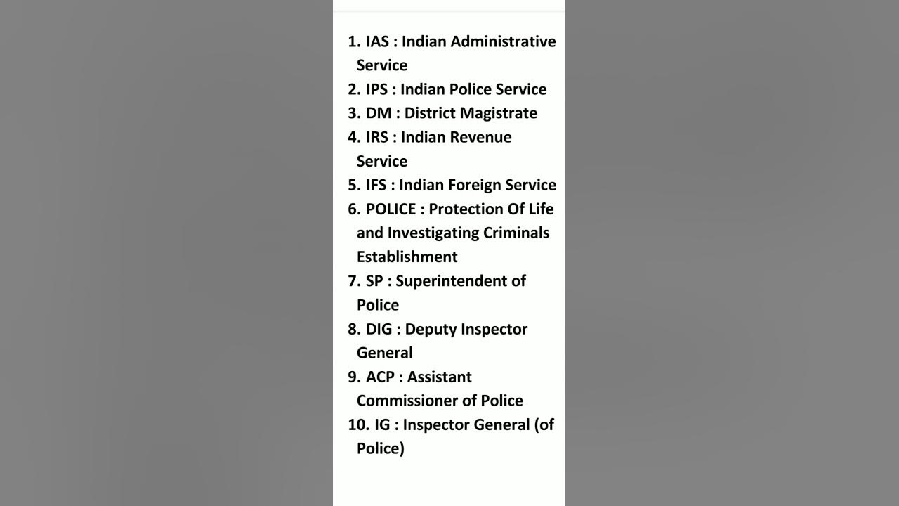 Important full forms IAS IPS IRS shorts youtubeshorts ias ips irs ifs gk ssc 