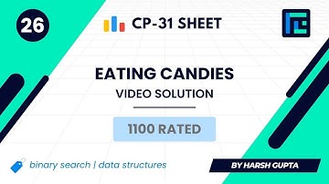 #26 Eating Candies | Video Solution | 1100 Rated | TLE CP-31 Sheet | Best Codeforces Problems