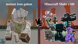 Can New Mutant Iron Golem defeat every 100 Mobs in Minecraft Mob Battle?