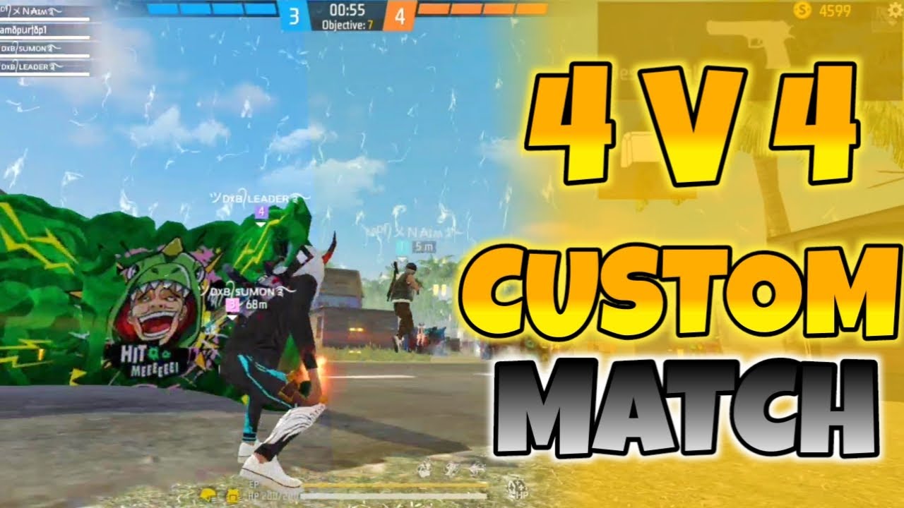 4 V 4 Custom Gameplay In Free FIRE - YouTube