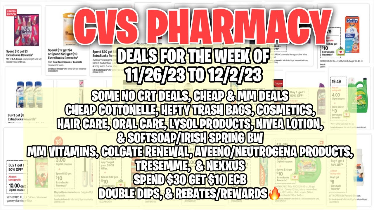 CVS deals 11/2612/2/23 🔥MM deals including Aveeno,Neutrogena, Nexxus & Tresemme Cheap Trash