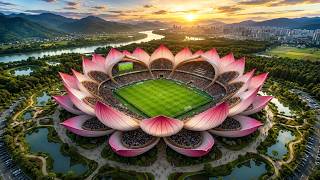 China Built a $17 Billion Football Park So Massive It Looks Like a Giant Lotus Flower
